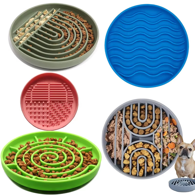 Pet Supplies Slow Food Bowl Cat Anti-Knockover Anti-Slip Food Bowl Puppy Anti-Choking Silicone Toy Food Plate